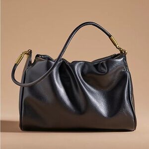 Black Faux Leather Scrunch Bag